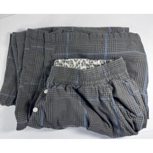 AERIE Pajama Pants Womens Small Gray Plaid With Leopard Lounge Sleepwear PJ